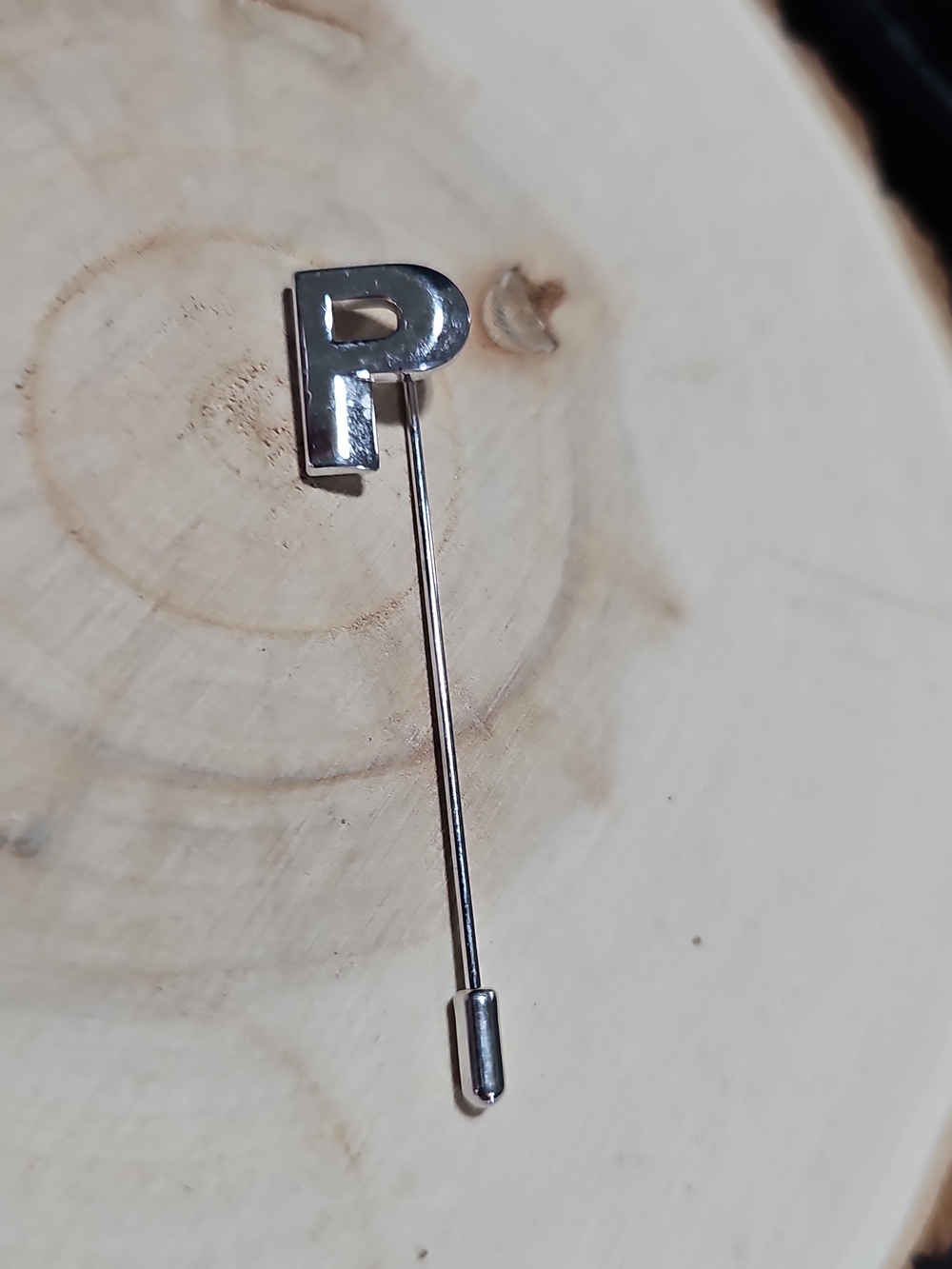 Silver 'P' Letter Stick Pin